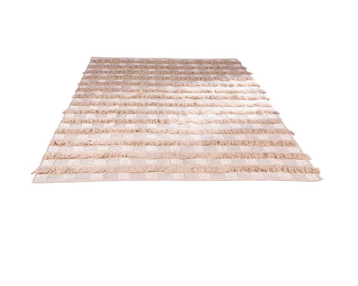 Alfombra decorativa de algodón texturizado en color beige «Matis», 120 x 180 cm