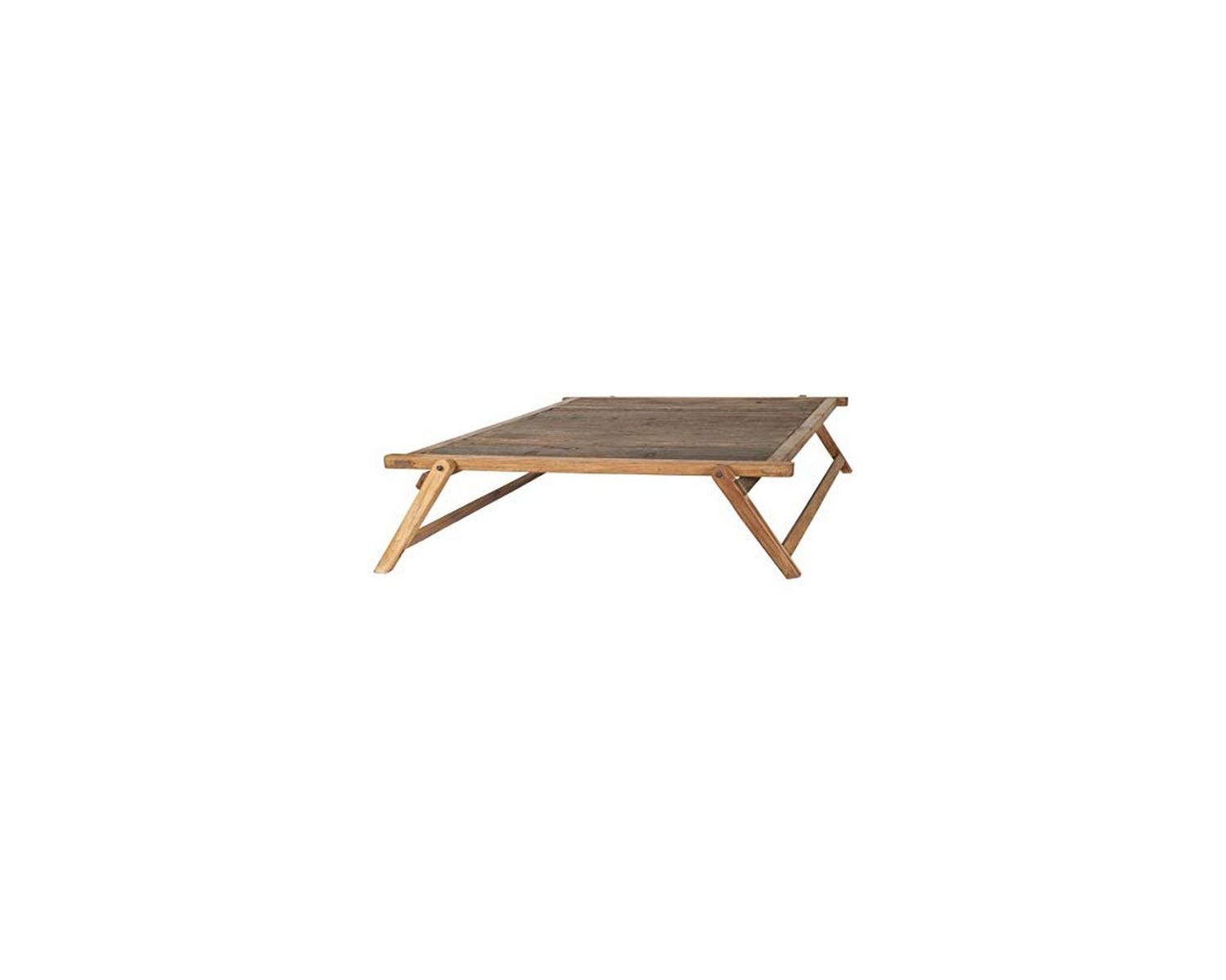 Gran mesa de centro cuadrada de madera antigua de estilo étnico «nepalí»