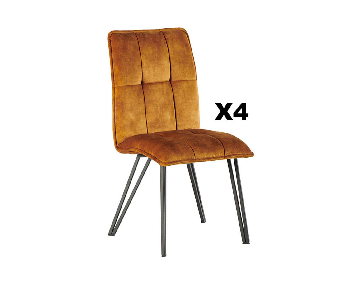 Juego de 4 sillas de diseño con respaldo alto, en amarillo y negro, modelo «Vénus» 