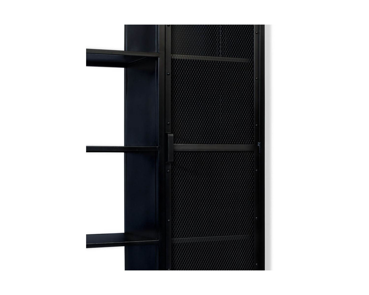 Armario industrial de metal negro, 1 puerta y 4 estantes, modelo «Atelier», alt. 180