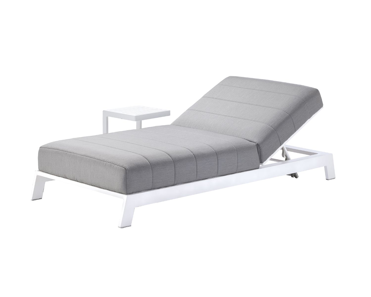 Tumbona acolchada de aluminio blanco y tela gris de alta calidad «Terrasse»