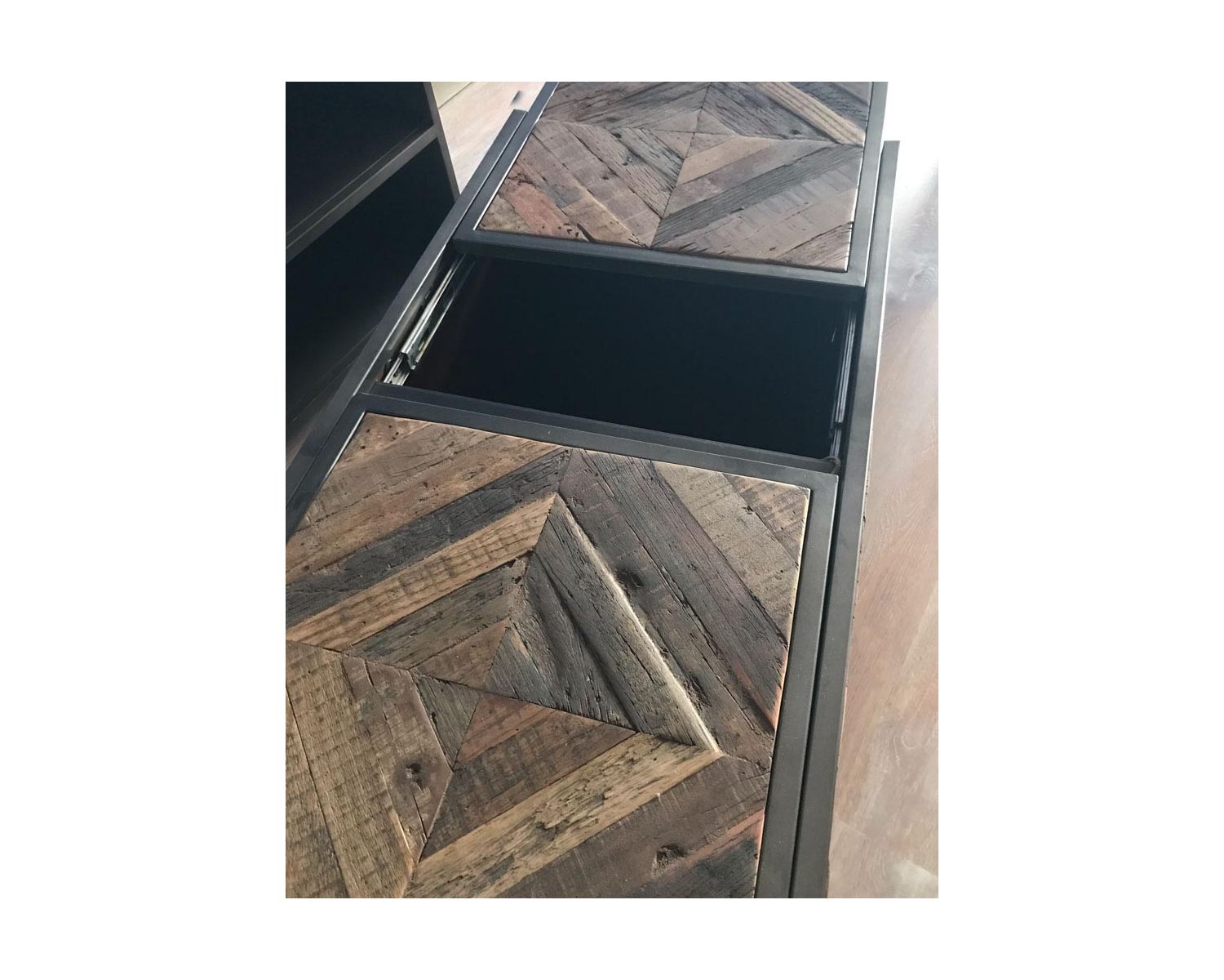 Mesa de centro tipo bar de metal y madera industrial de 100 cm «Wood»