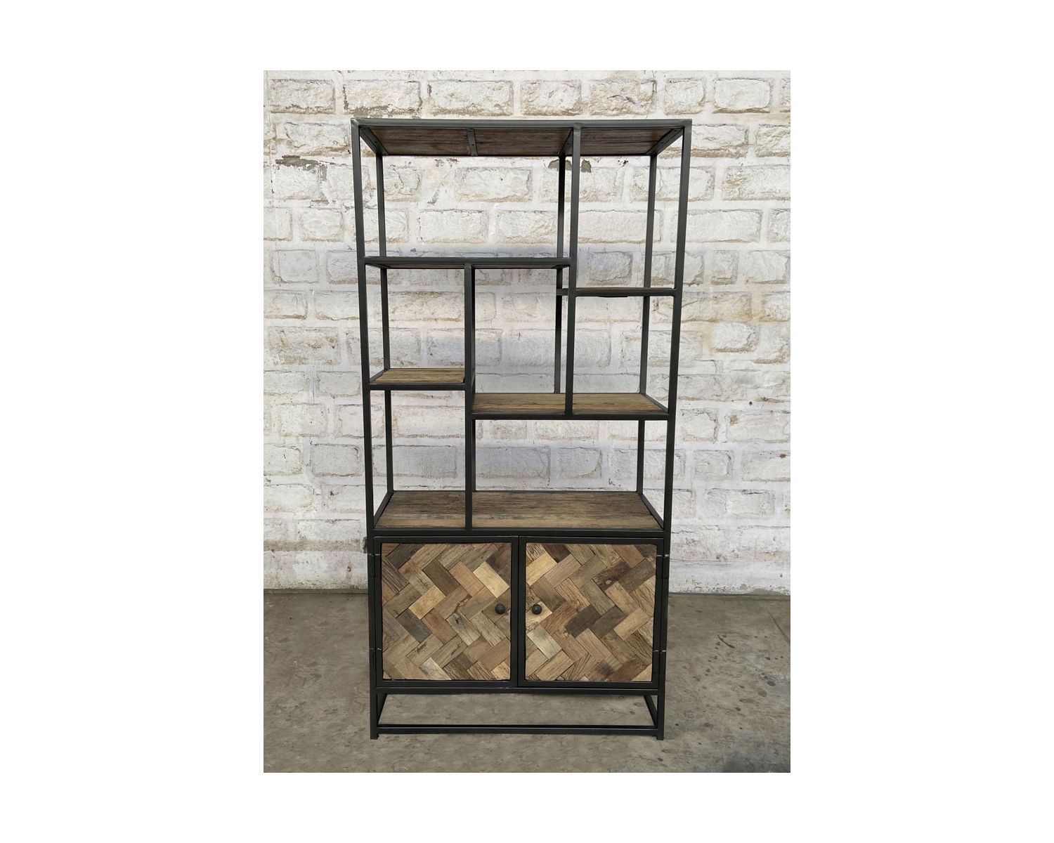 Estantería industrial de 180 x 90 cm, de metal gris y madera de mango «Kaloupilé»