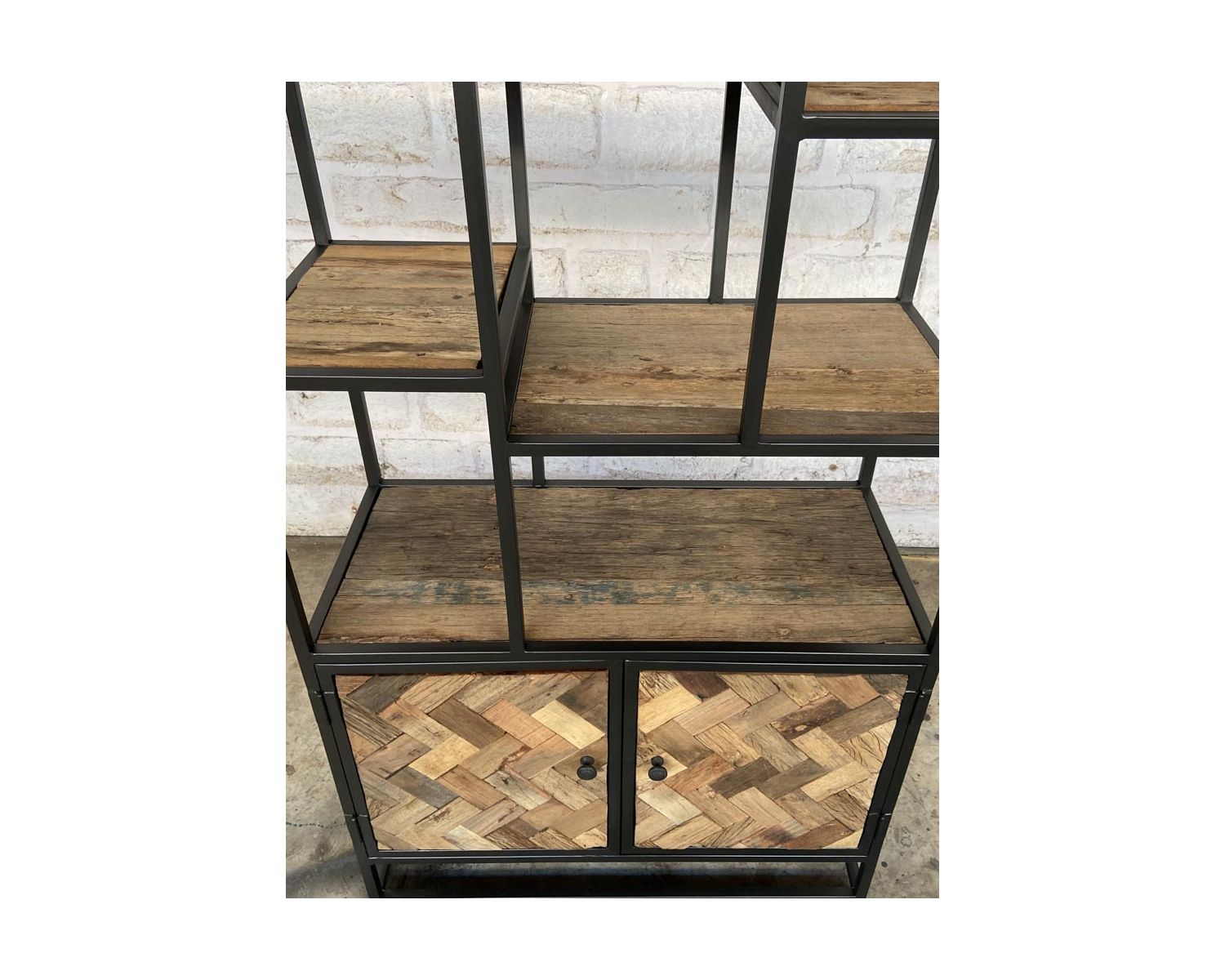 Estantería industrial de 180 x 90 cm, de metal gris y madera de mango «Kaloupilé»