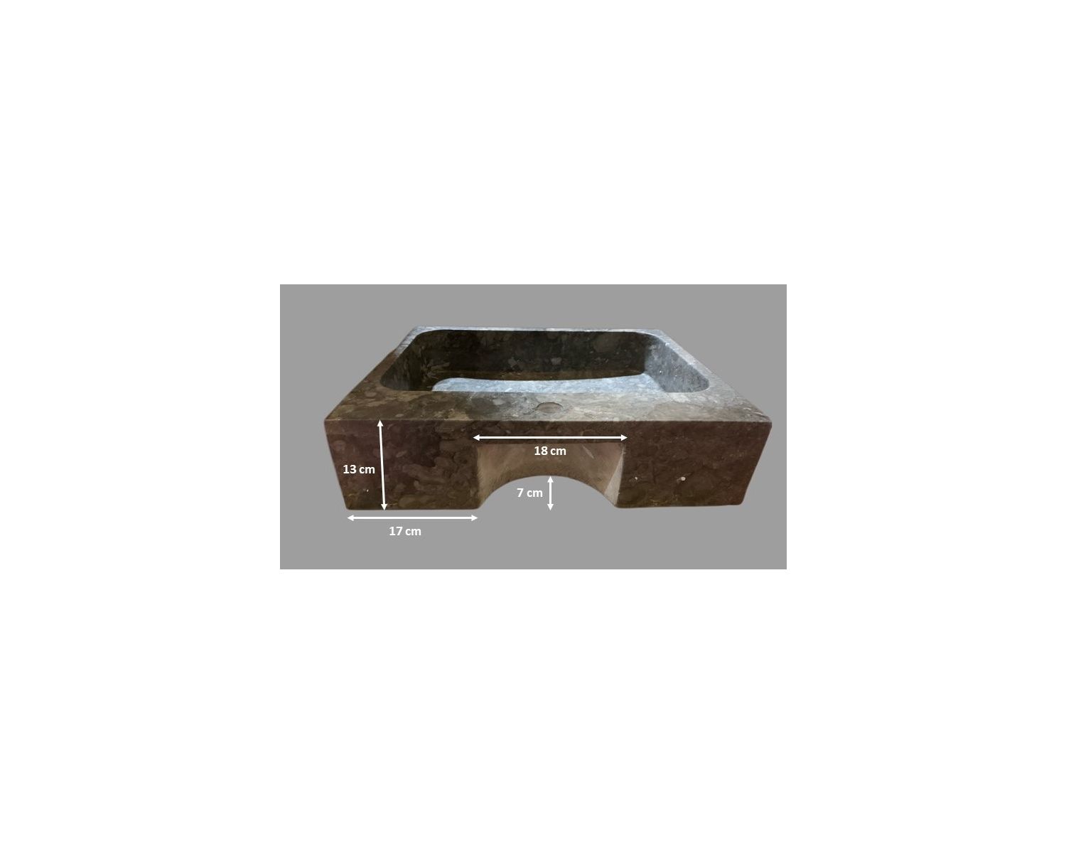 Lavabo rectangular de diseño en mármol pulido gris «Stone»