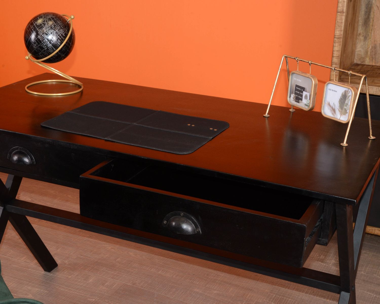 Escritorio negro de madera y metal de 120 cm «Atelier»