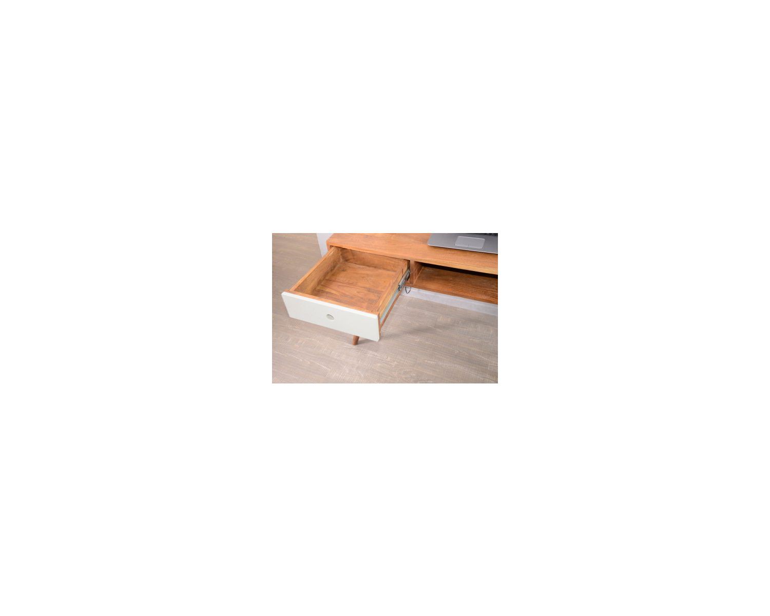 Escritorio escandinavo de palisandro «Vintage grey» con cajón blanco