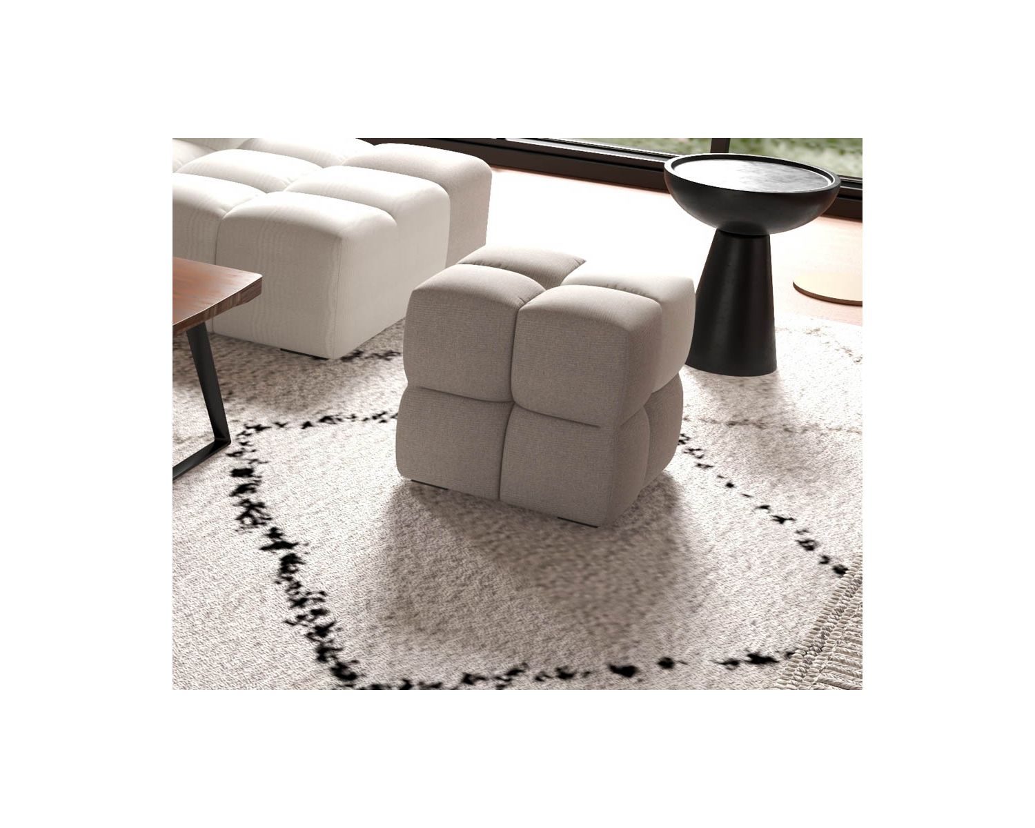 Puf cúbico de diseño «Casa Nova» bicolor, en gris y beige