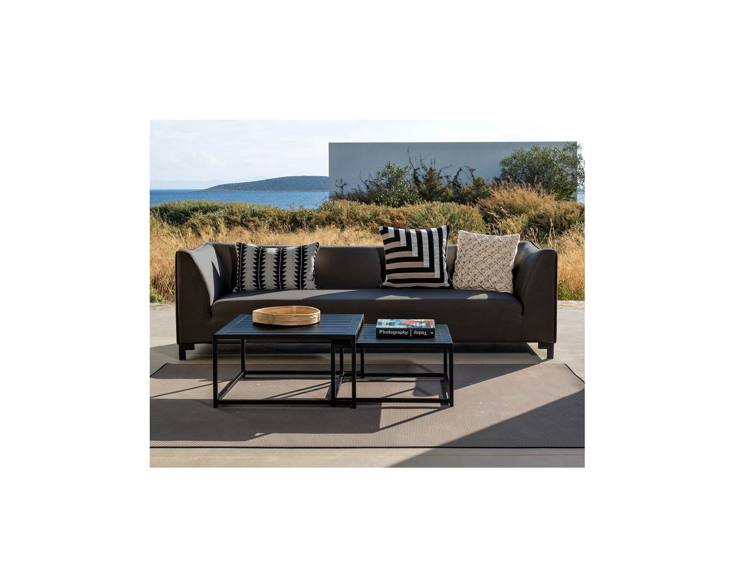 Conjunto de jardín en aluminio gris oscuro y tejido Sunbrella «Andaman Island»
