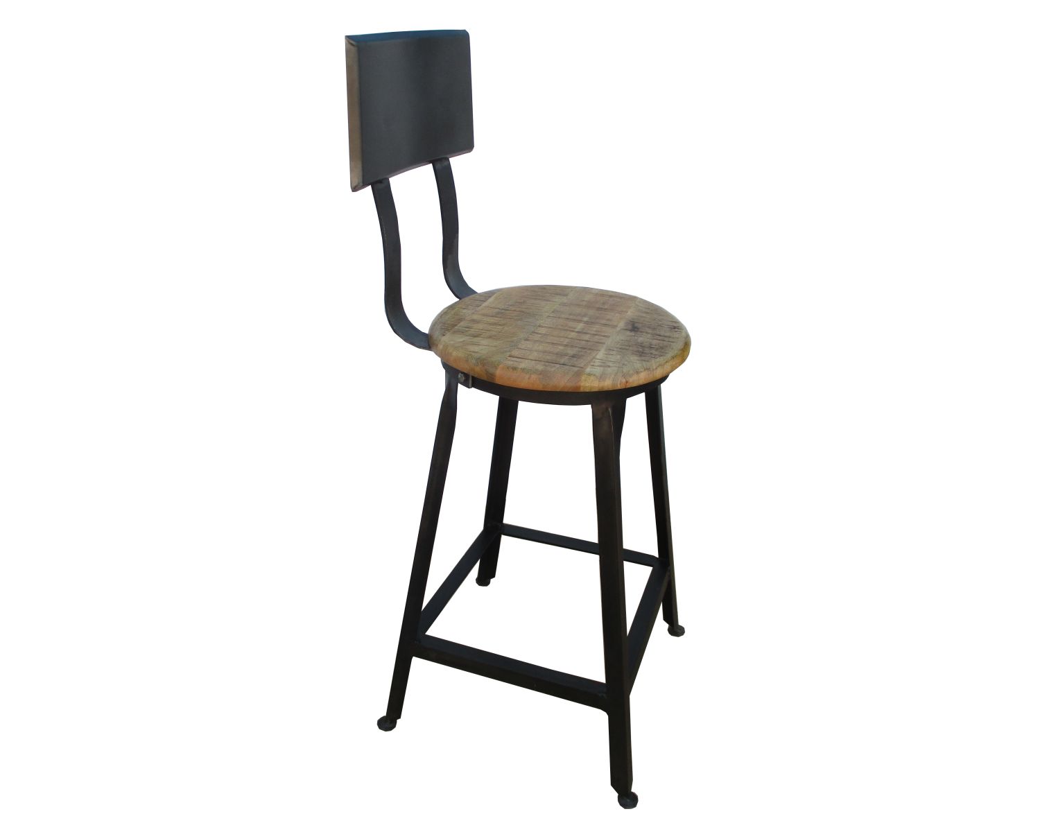 Silla de bar para isla de cocina, de metal negro y madera exótica «Atelier Grey»