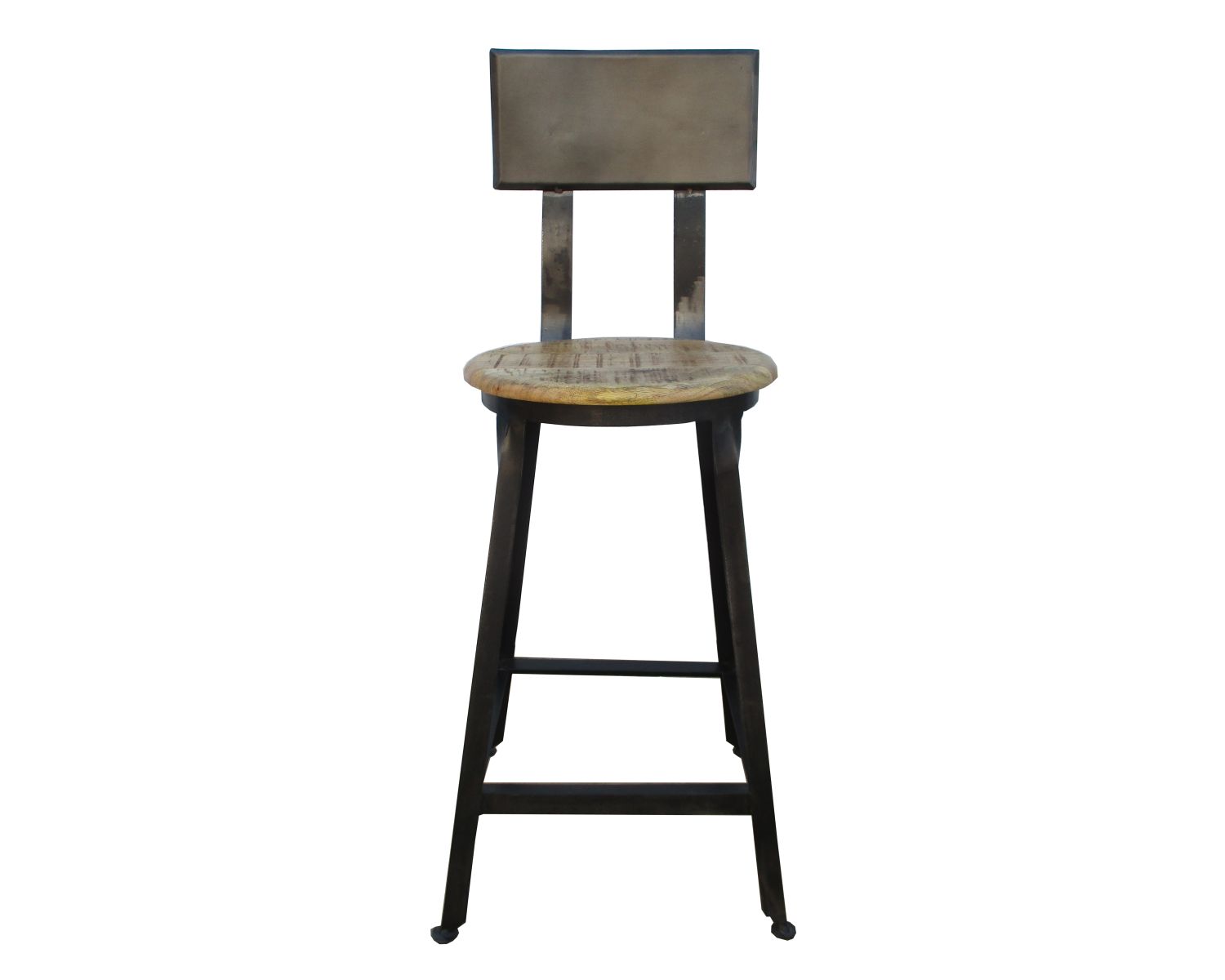 Silla de bar para isla de cocina, de metal negro y madera exótica «Atelier Grey»