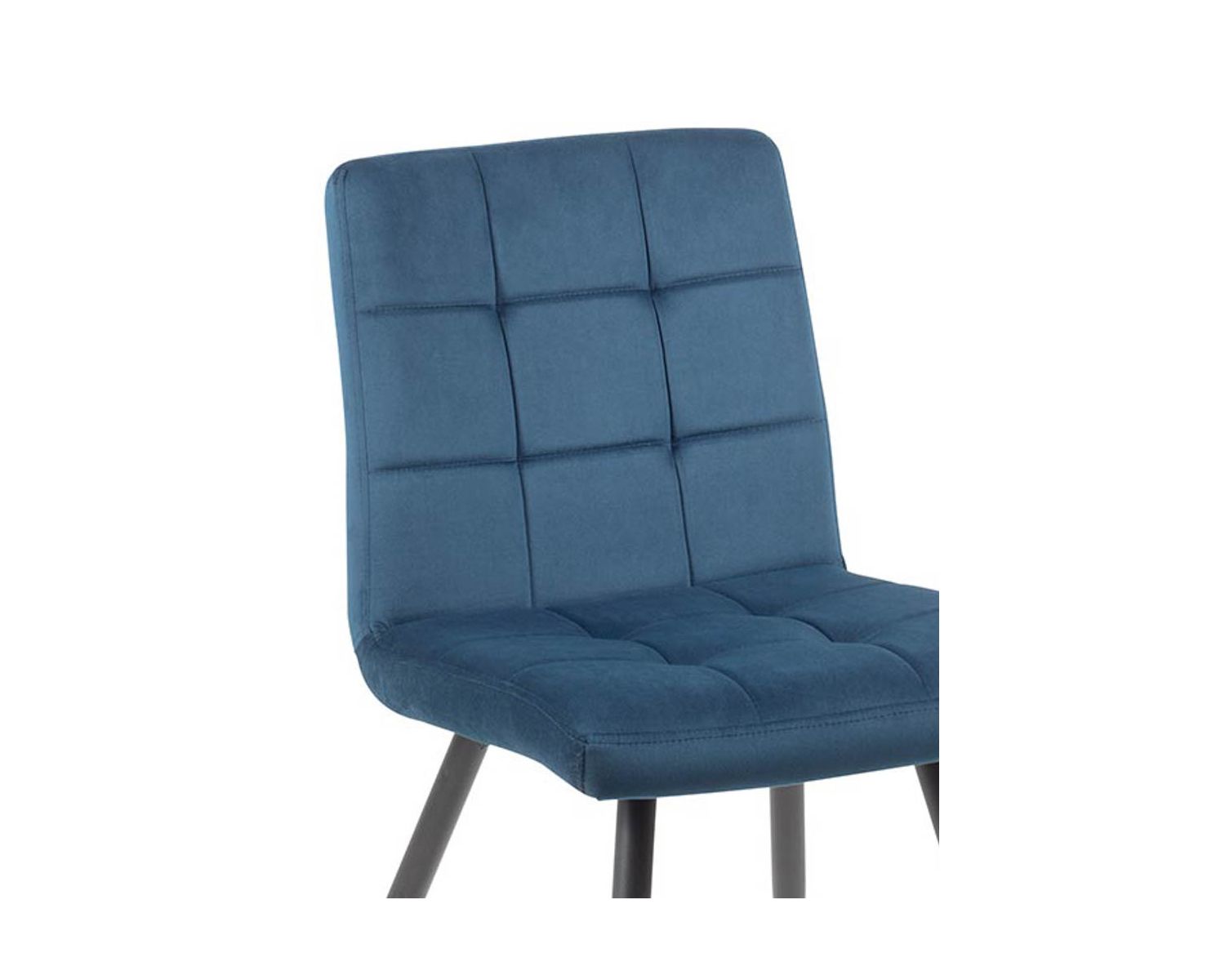 Juego de 4 sillas escandinavas de tela azul y metal negro «Sando» de Casita