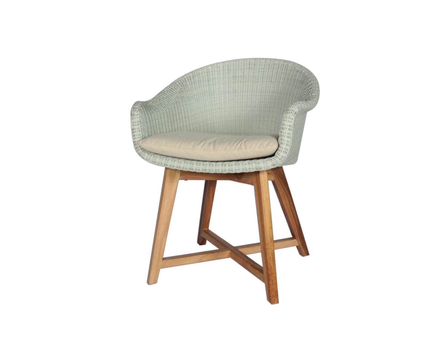 Silla de jardín de teca y resina imitación de ratán blanco «Biarritz»