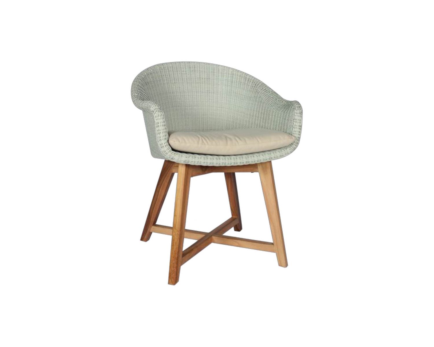 Silla de jardín de teca y resina imitación de ratán blanco «Biarritz»