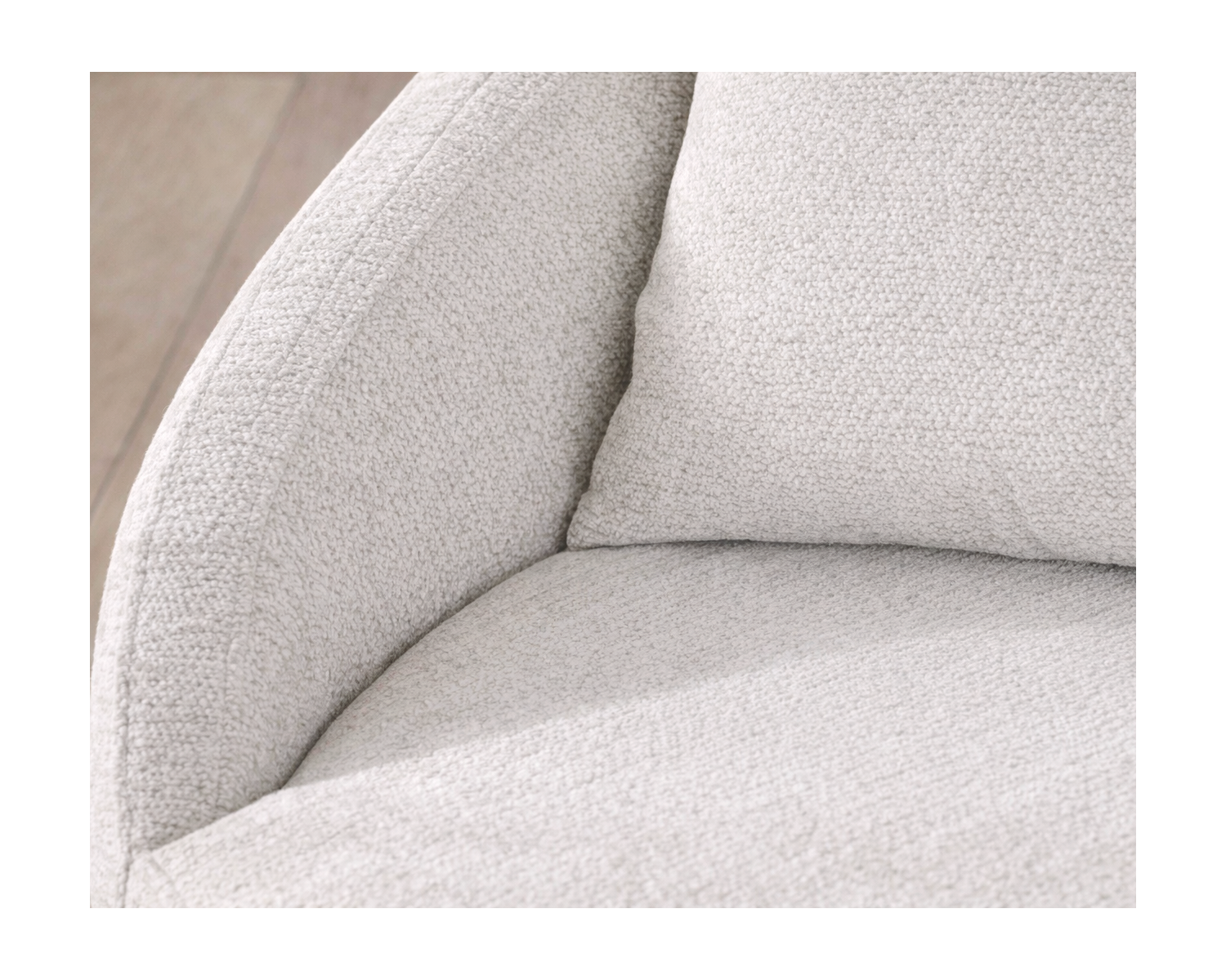 Sillón redondo de 120 cm en tela blanca jaspeada y cojines de terciopelo acanalado «Sweet Culture»