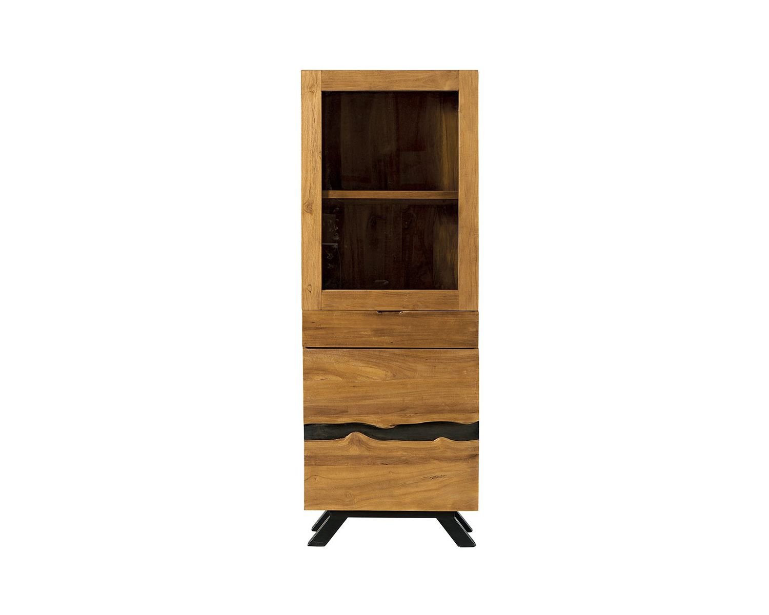 Estantería de teca con puertas de cristal «Copley»