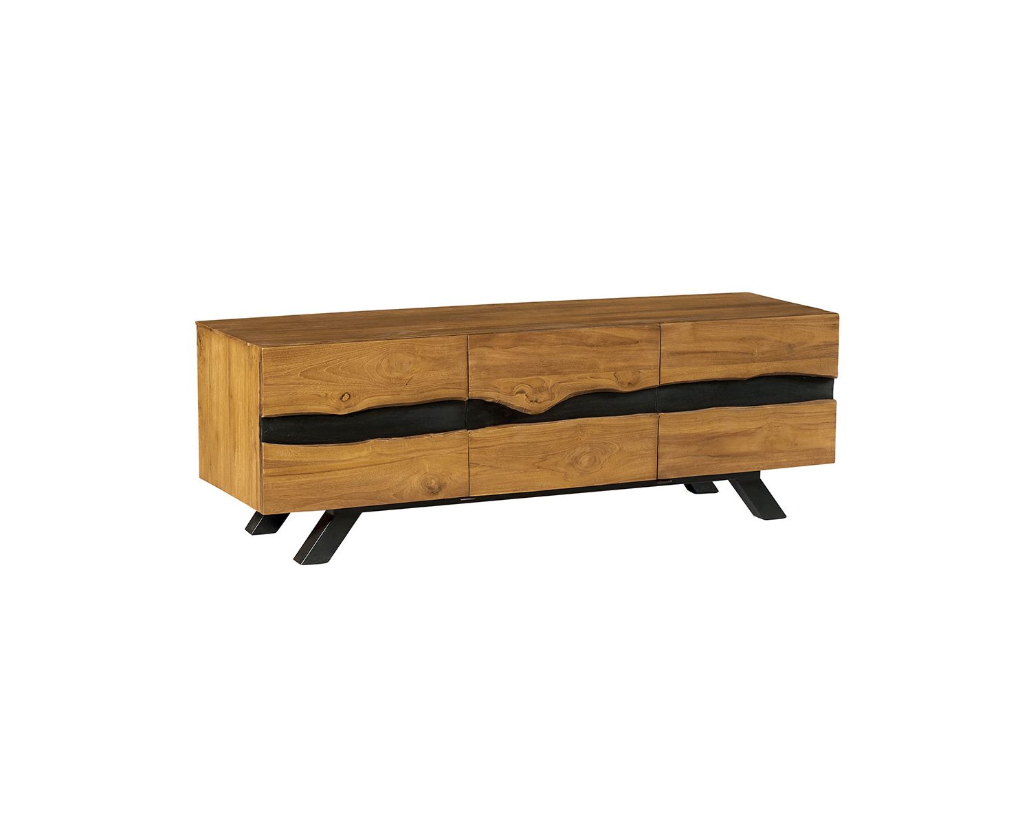 Mueble para la tele de 160 cm de teca reciclada «Copley», con un estilo natural y rústico