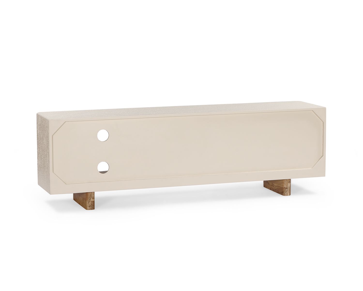 Mueble de televisión contemporáneo con acabado de hormigón pulido y madera de acacia «Miona»