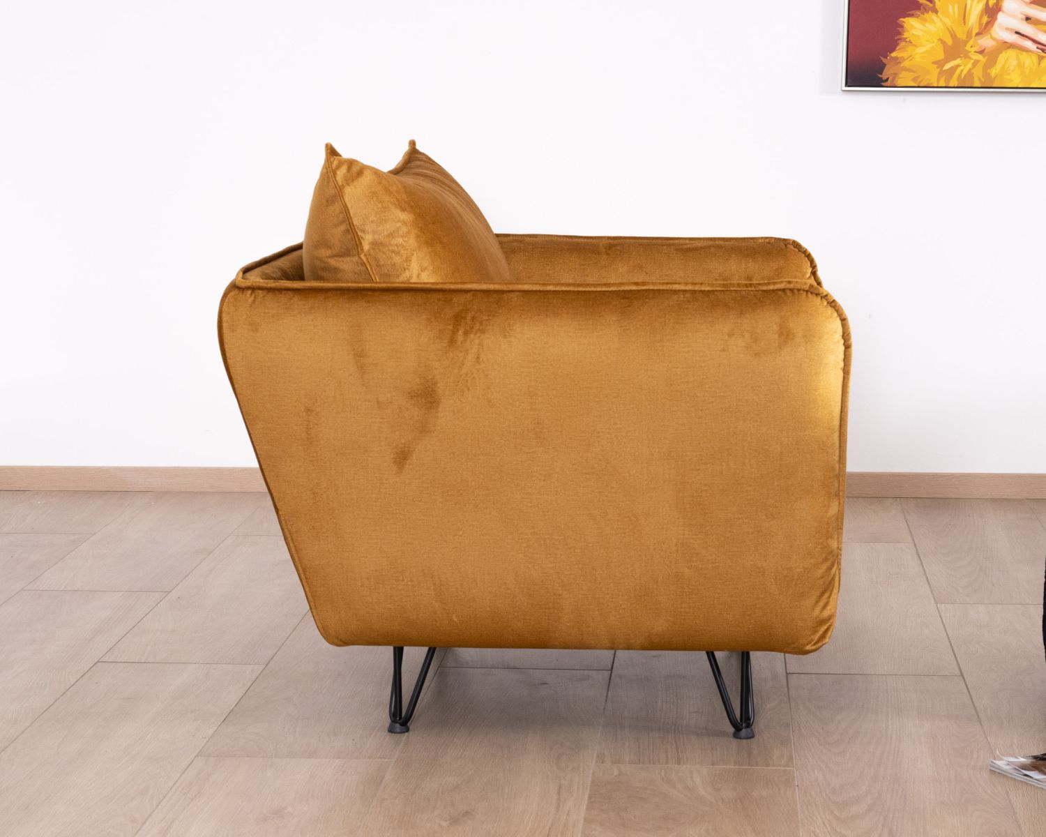 Sillón vintage de color ocre, de tela y metal, ultracómodo «Hasting»