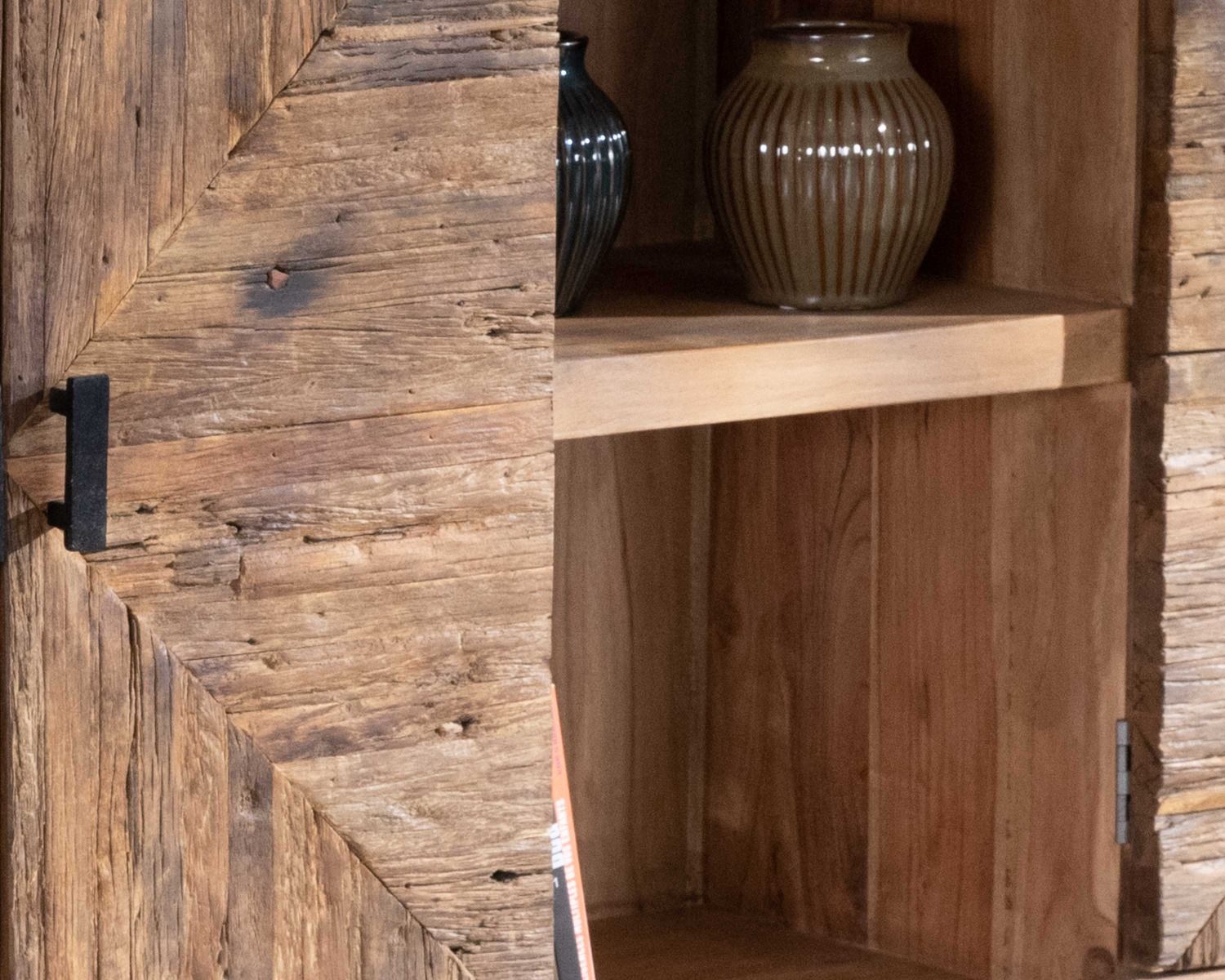 Aparador bajo grande de acacia maciza de 175 cm, estilo étnico «Géonidum»