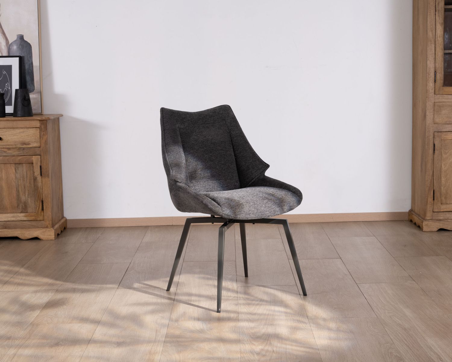 Lote de 2 sillas de comedor de diseño contemporáneo «Niko» en tela antracita