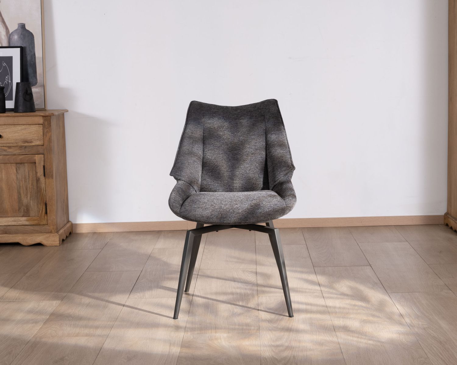 Lote de 2 sillas de comedor de diseño contemporáneo «Niko» en tela antracita
