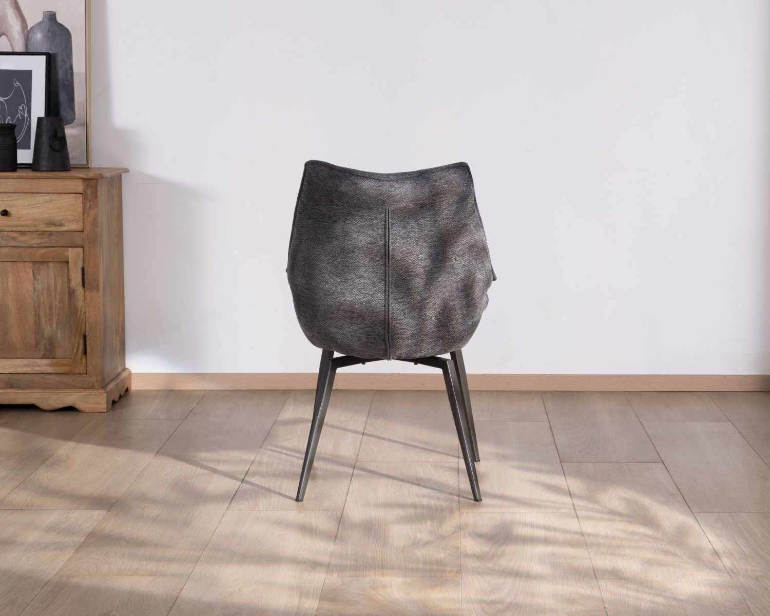 Lote de 2 sillas de comedor de diseño contemporáneo «Niko» en tela antracita