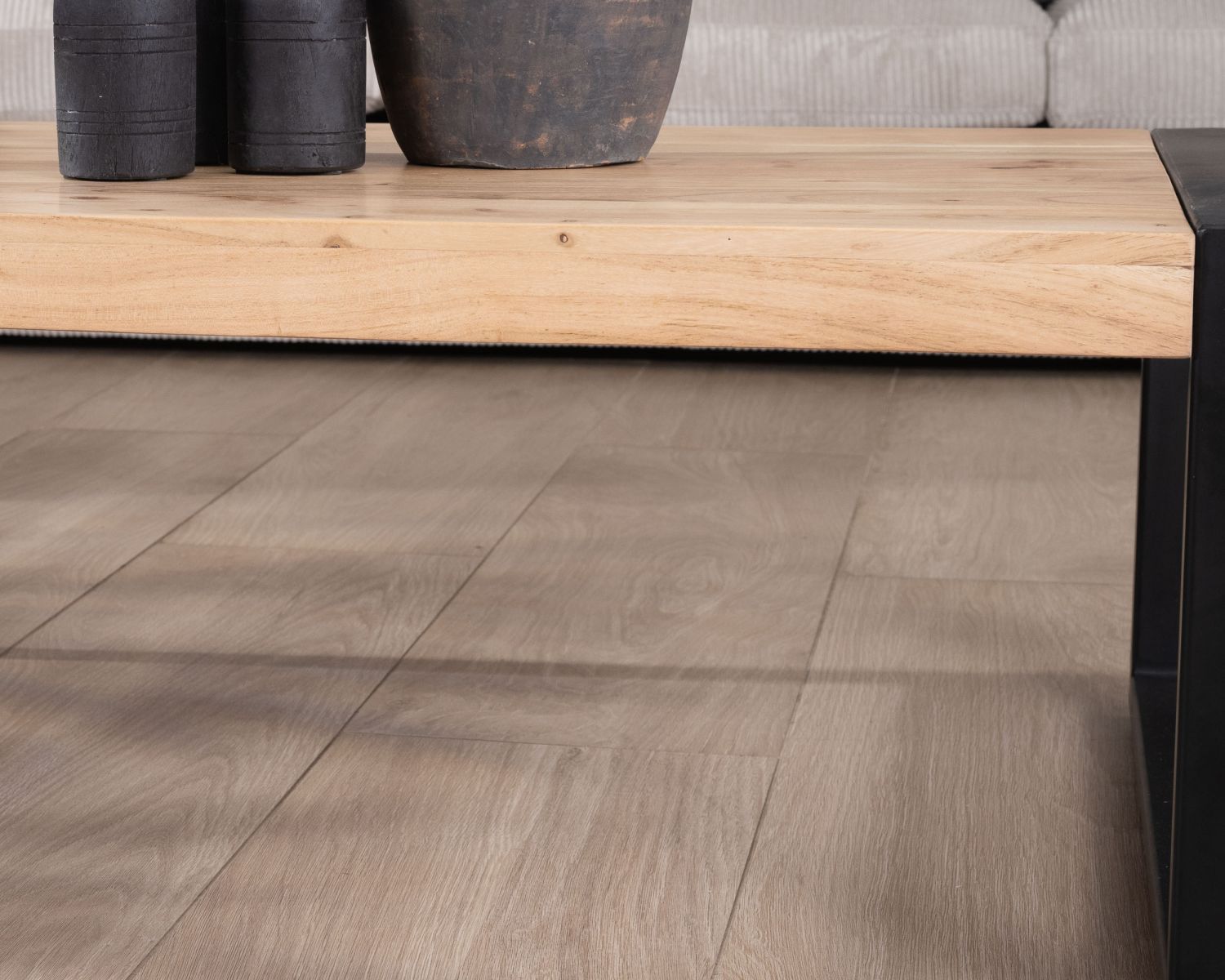 Mesa de centro rectangular de estilo industrial, de metal y madera, «Montréal»