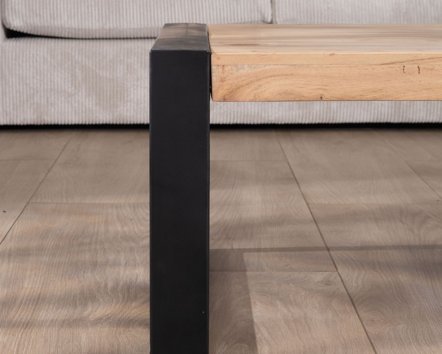 Mesa de centro rectangular de estilo industrial, de metal y madera, «Montréal»
