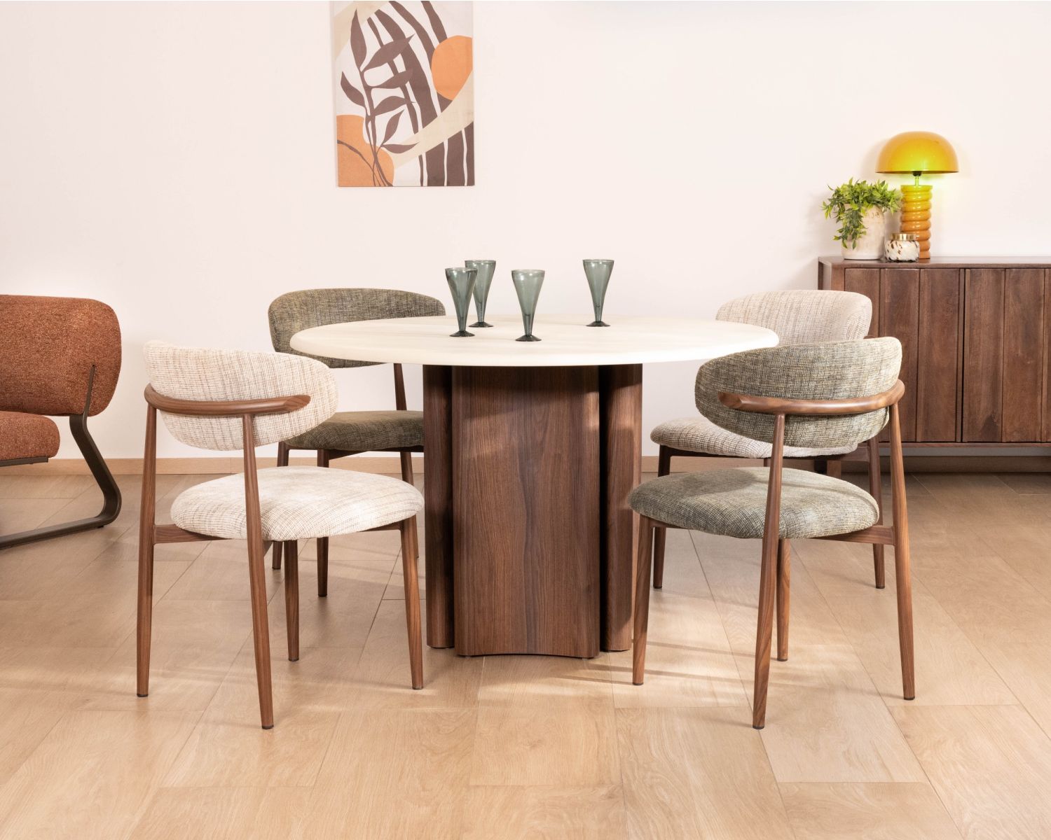 Mesa de comedor redonda de estilo retro «Arpège», 120 cm