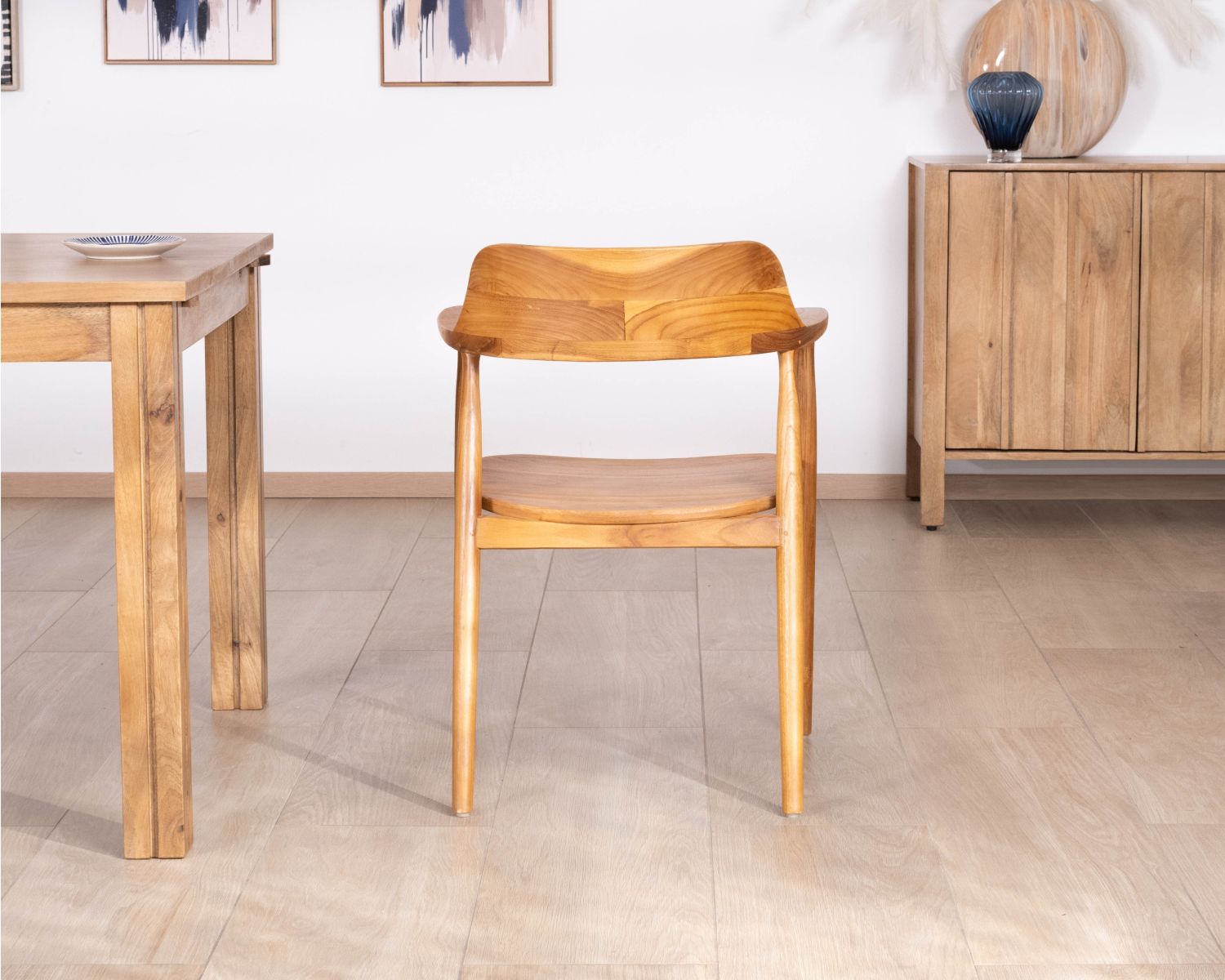 Lote de 2 sillas de comedor de diseño retro «Vicenza» de teca maciza