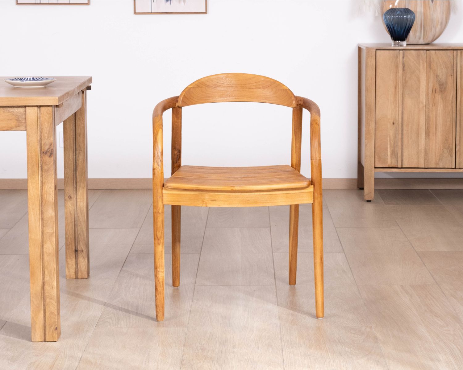 Lote de 2 sillas de comedor retro de teca maciza natural «Rimina»