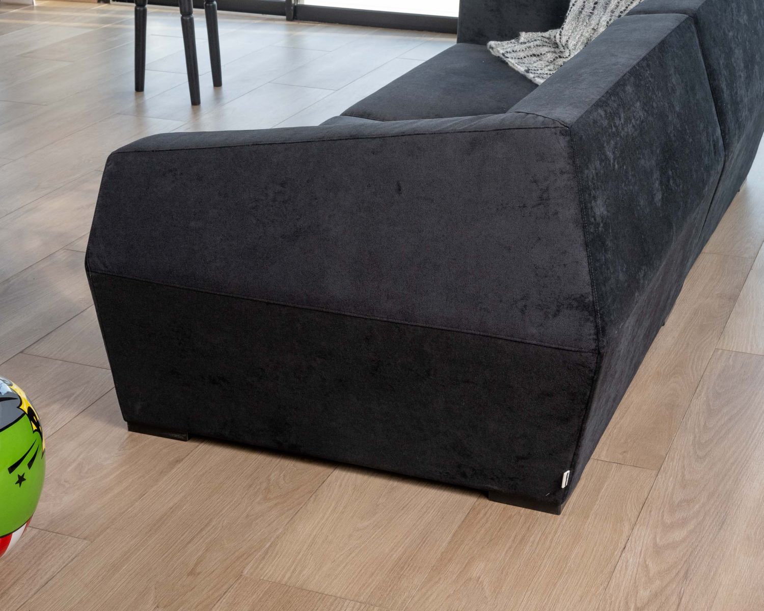 Sofá modular de diseño en terciopelo antracita «Skult», de 2/3 plazas