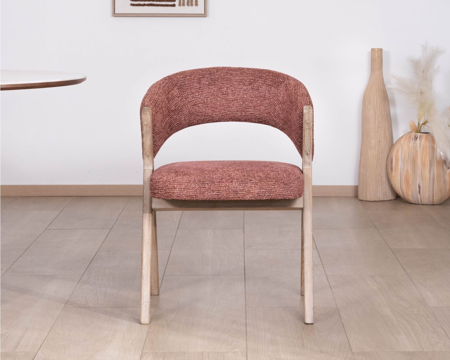 Lote de 2 sillas de comedor color tierra de Siena «Kyara», de estilo retro-contemporáneo
