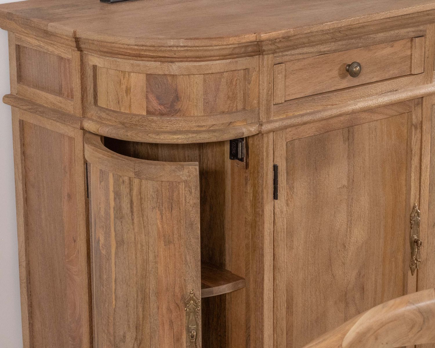 Aparador de madera maciza de mango con bordes redondeados, 150 cm, «Eglantine»