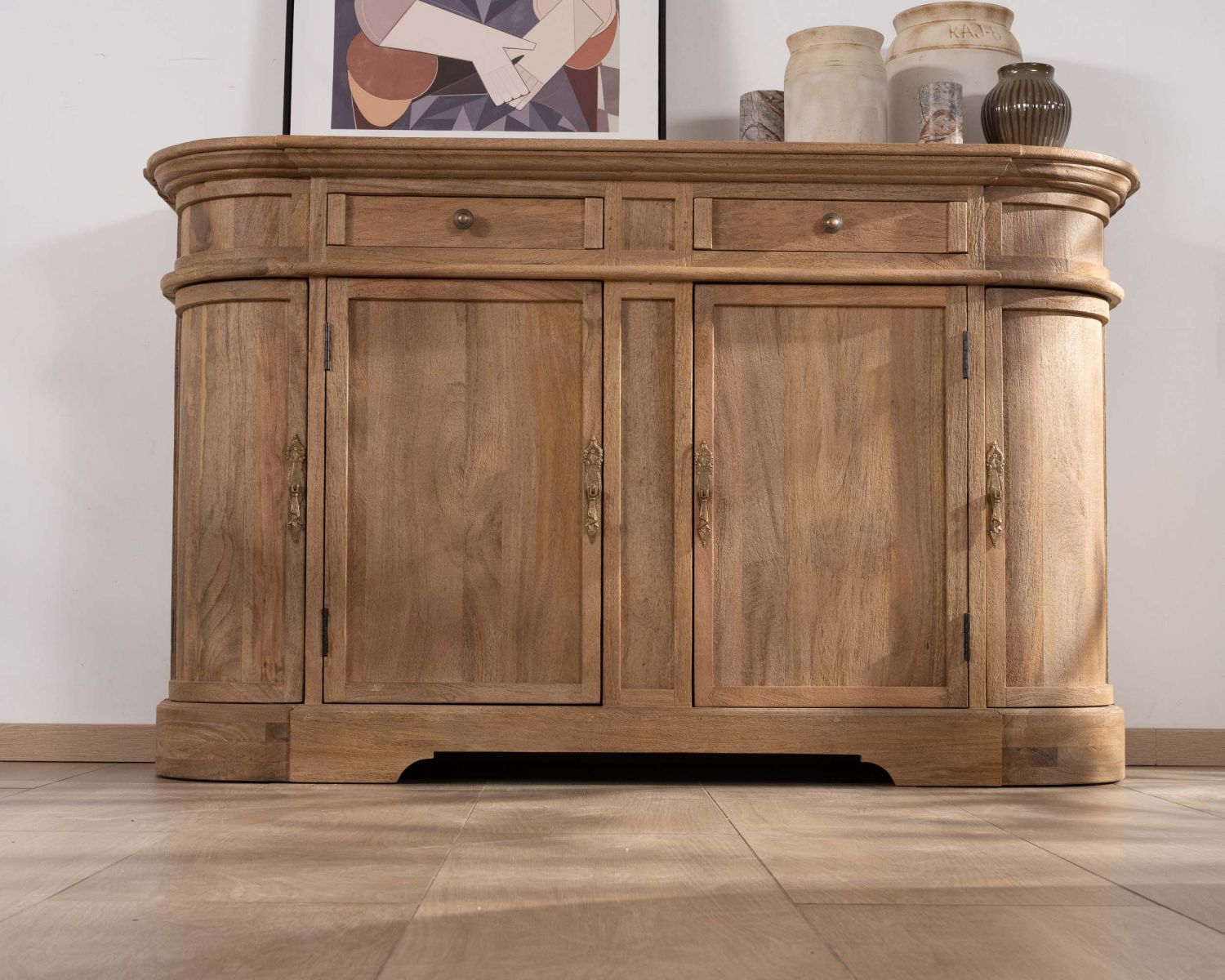 Aparador de madera maciza de mango con bordes redondeados, 150 cm, «Eglantine»