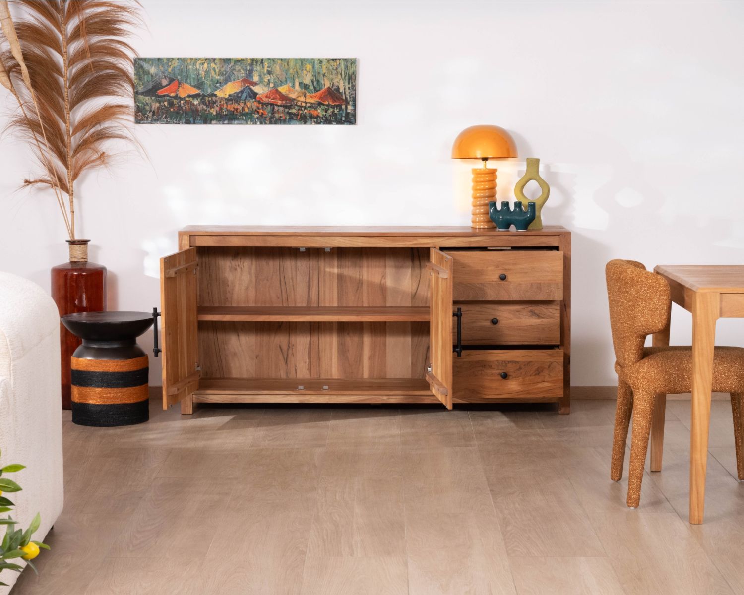 Aparador de estilo rústico de 170 cm, fabricado en madera reciclada «Mokal»
