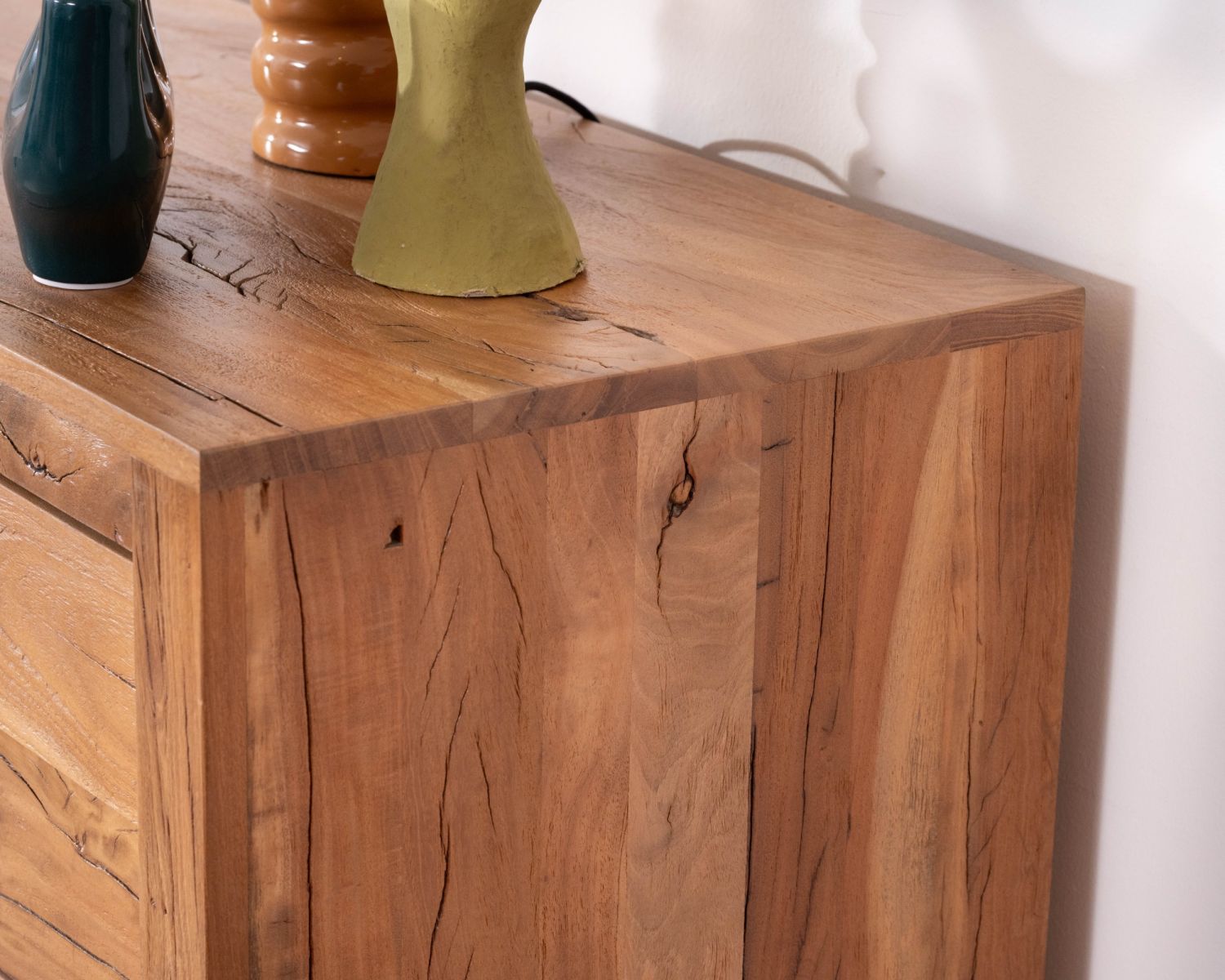 Aparador bajo de 155 cm, estilo rústico, de madera reciclada «Mokal»
