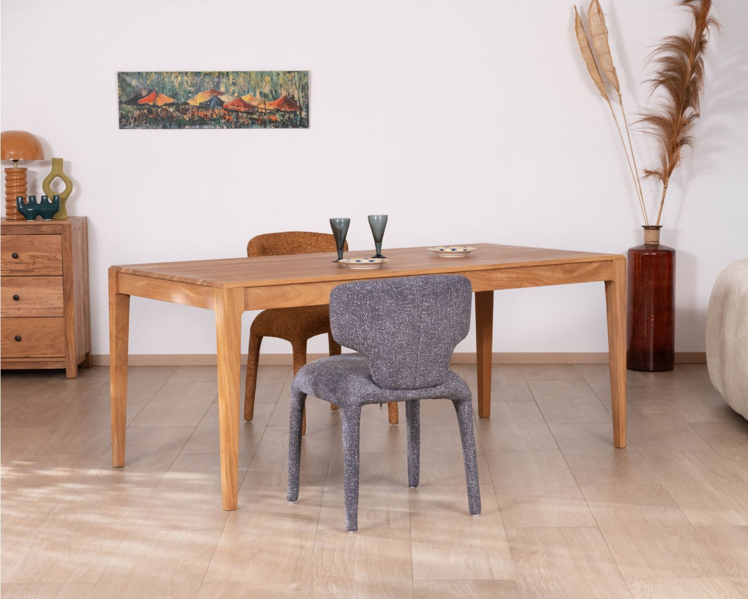 Mesa de comedor de madera reciclada con diseño minimalista, 180 cm, «Mokal»