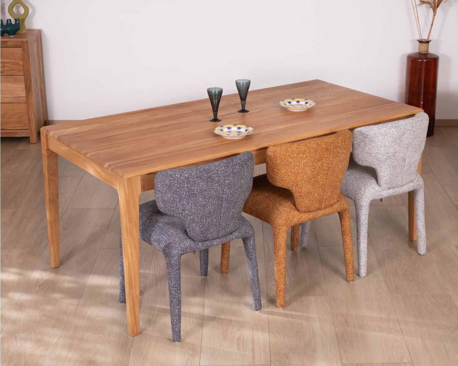 Mesa de comedor de madera reciclada con diseño minimalista, 180 cm, «Mokal»
