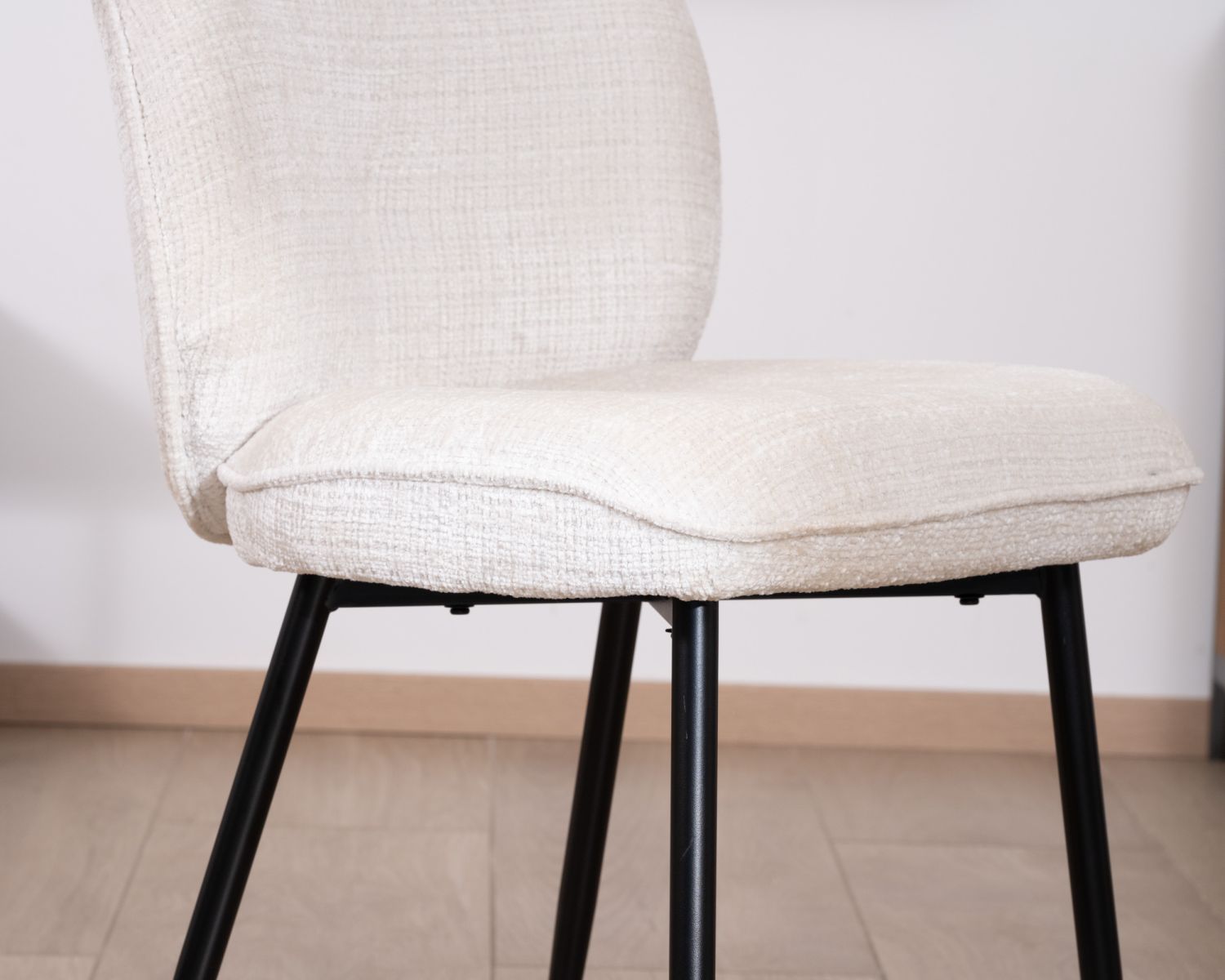 Lote de 2 sillas de comedor cómodas de estilo escandinavo «Kinsac» en tejido de rizo blanco