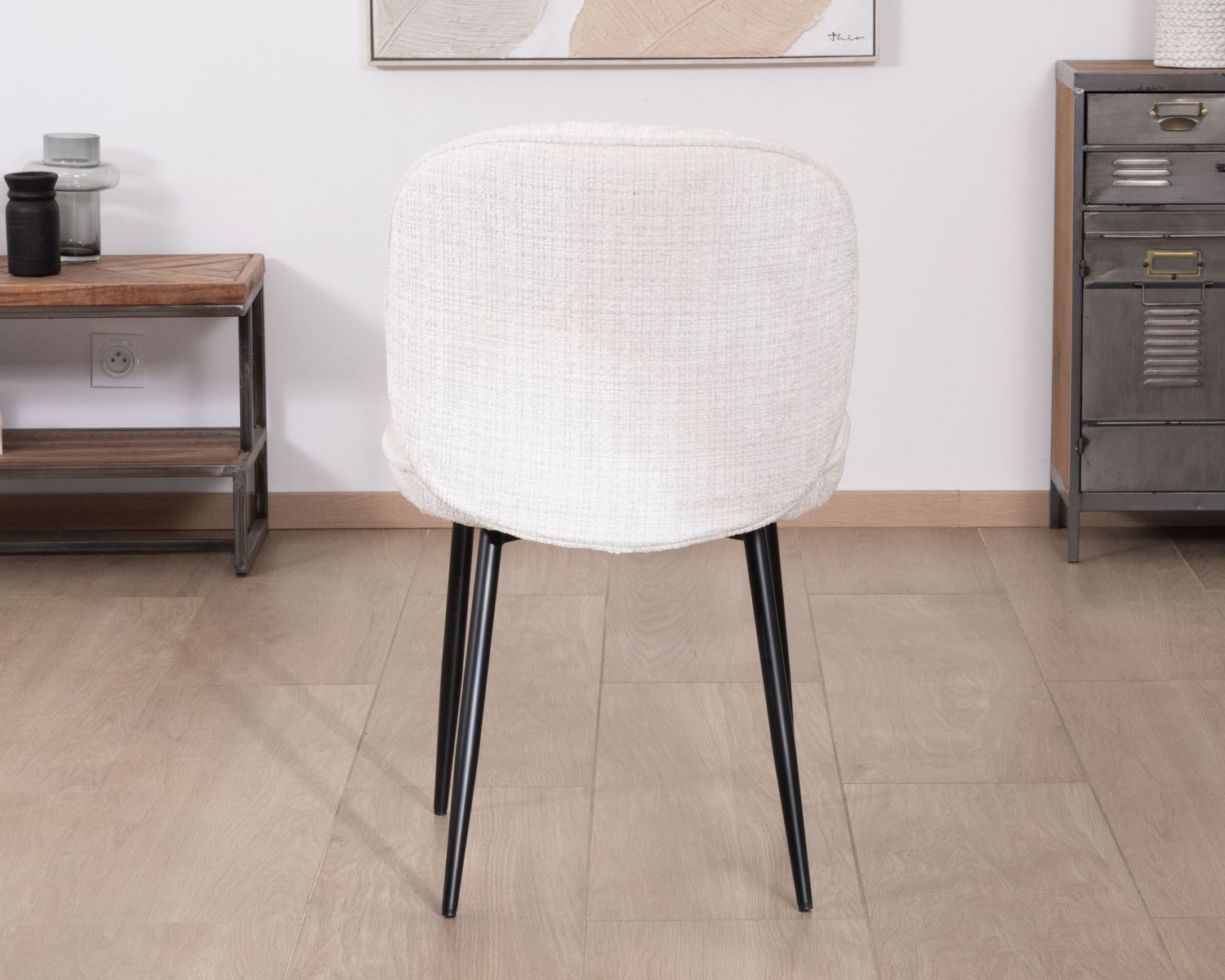 Lote de 2 sillas de comedor cómodas de estilo escandinavo «Kinsac» en tejido de rizo blanco