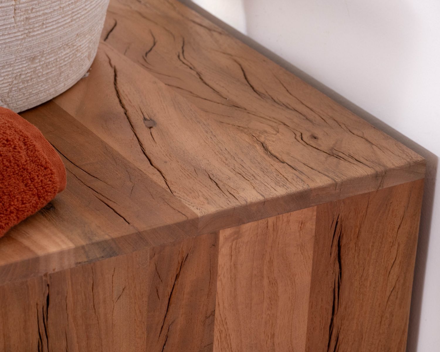 Mueble bajo lavabo de 120 cm de madera reciclada «Mokal», con estilo rústico