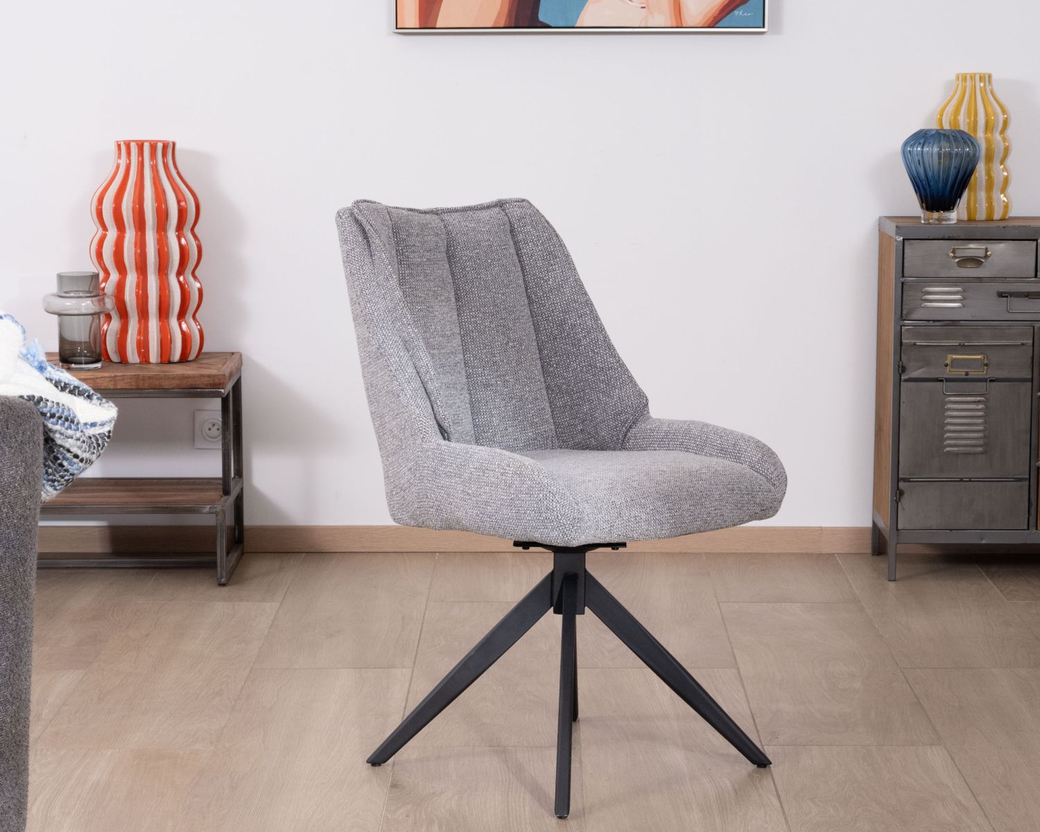 Lote de 2 sillas giratorias de comedor de tela gris «Webber»