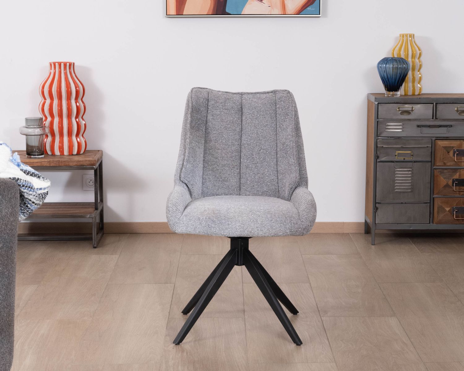 Lote de 2 sillas giratorias de comedor de tela gris «Webber»
