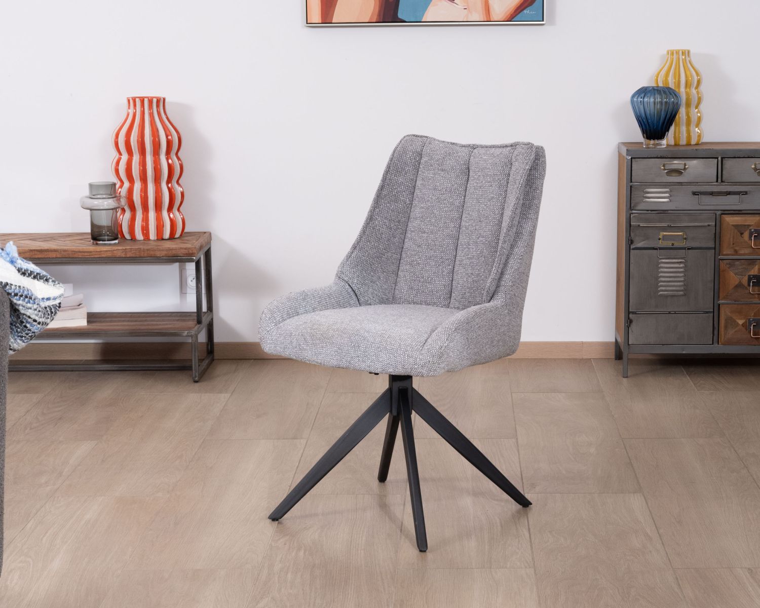 Lote de 2 sillas giratorias de comedor de tela gris «Webber»