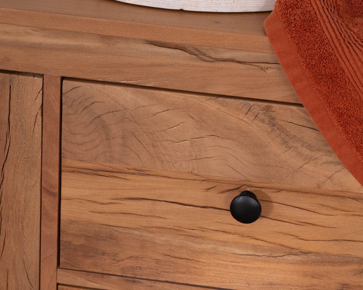 Mueble bajo lavabo de 120 cm de madera reciclada «Mokal», con estilo rústico