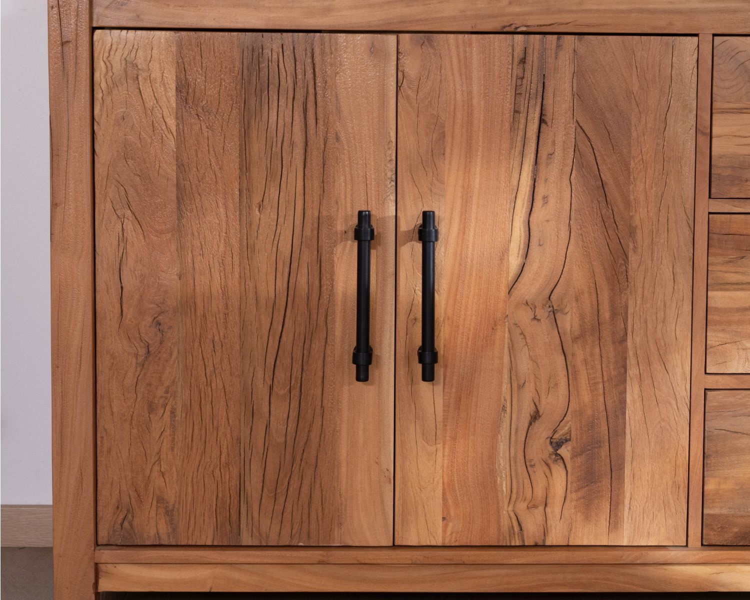 Mueble bajo lavabo de 120 cm de madera reciclada «Mokal», con estilo rústico