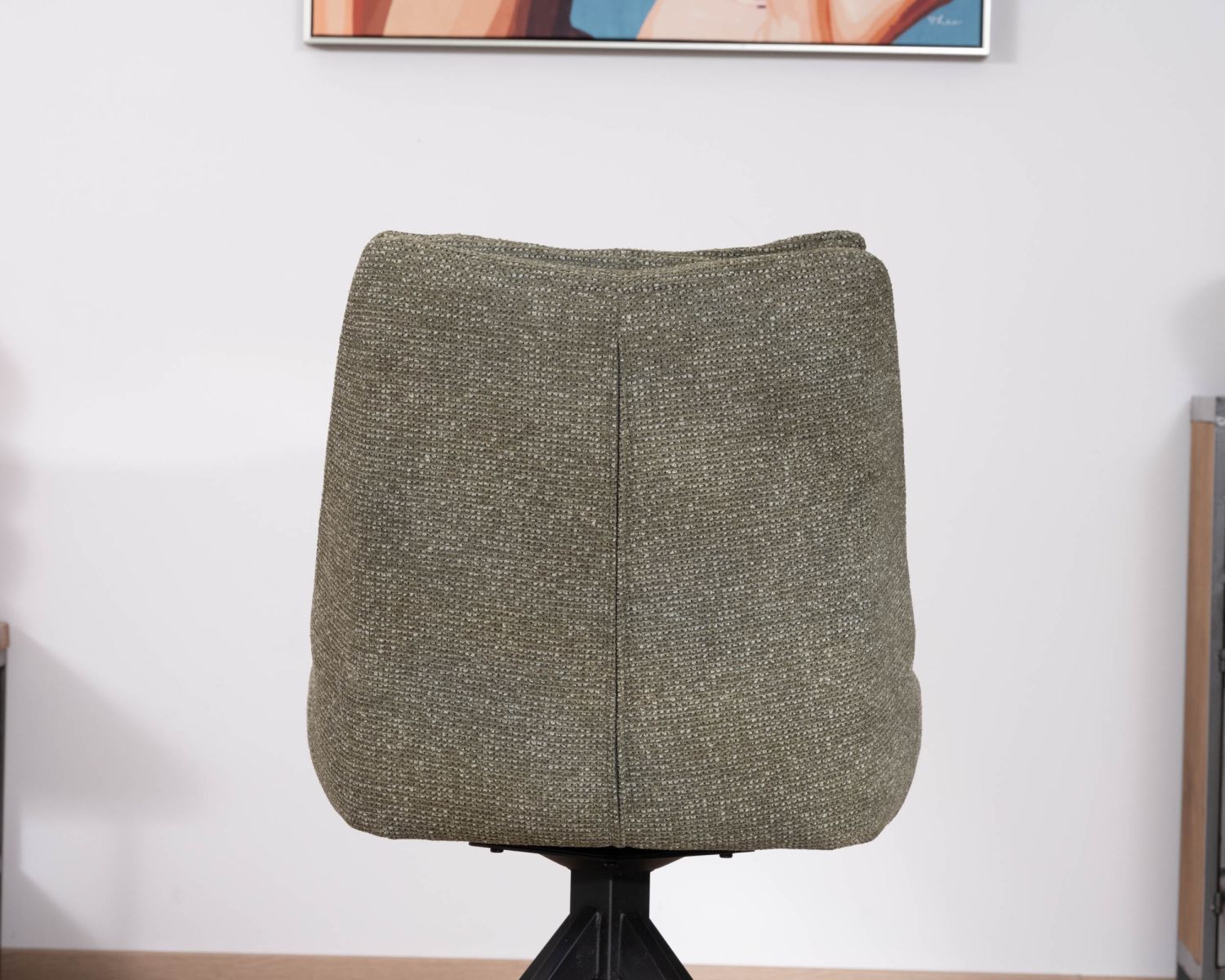 Lote de 2 sillas de comedor de diseño contemporáneo en tela verde «Webber» con base giratoria de metal negro