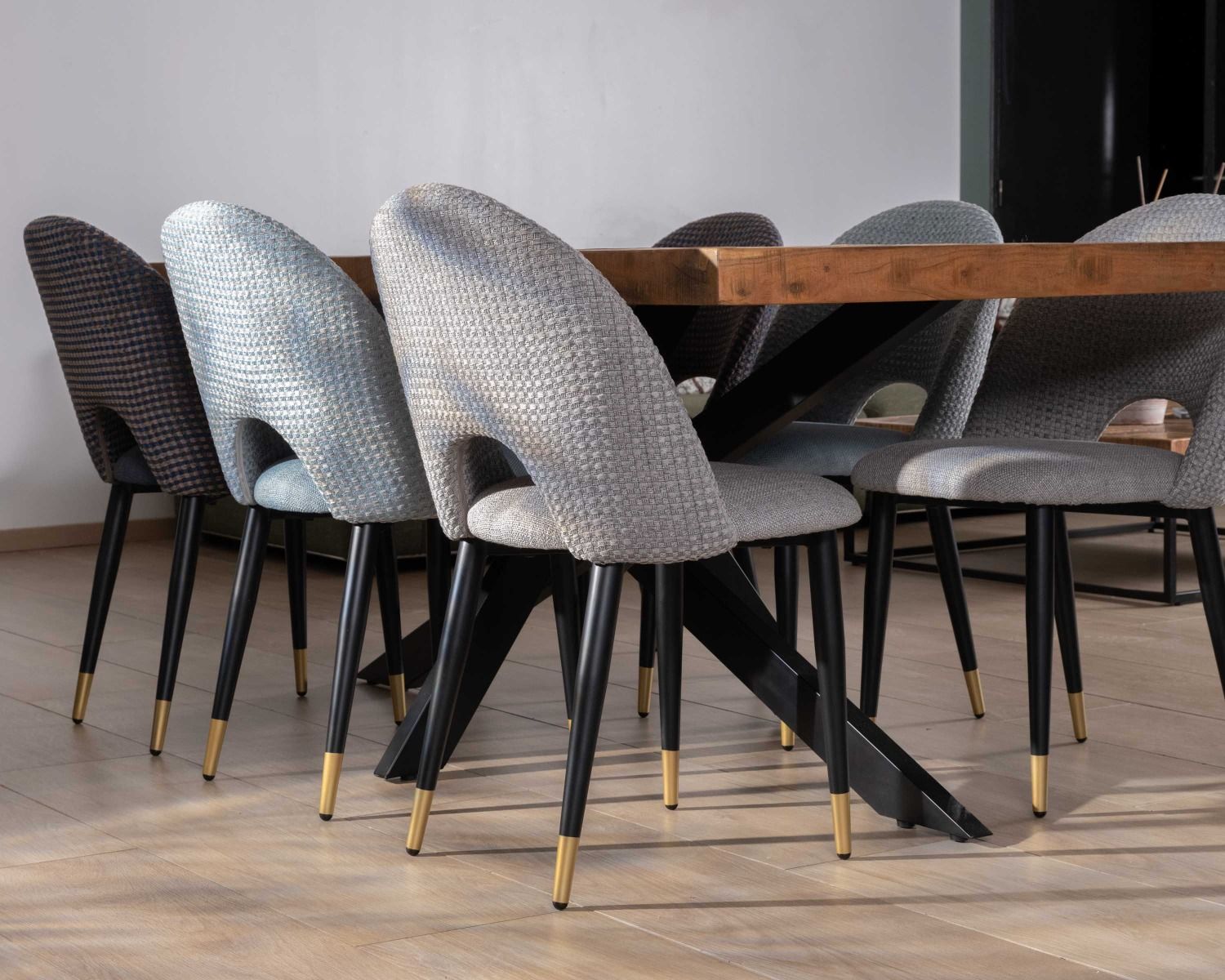 Juego de 2 sillas «Vermont» con tapizado gris y patas de metal lacadas en negro
